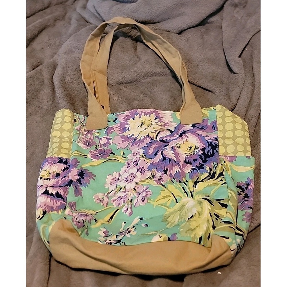Floral Canvas Tote Bag 🌸 Boho Shoulder Bag Amy Butler Style